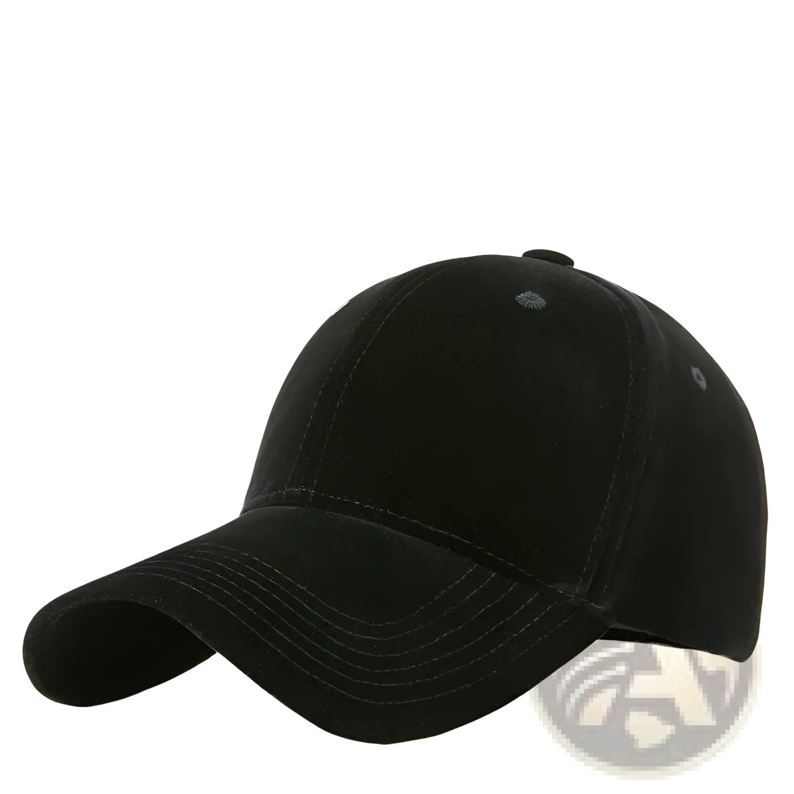 Black men suede baseball cap with curved brim and subtle stitching details for thickened winter hat use