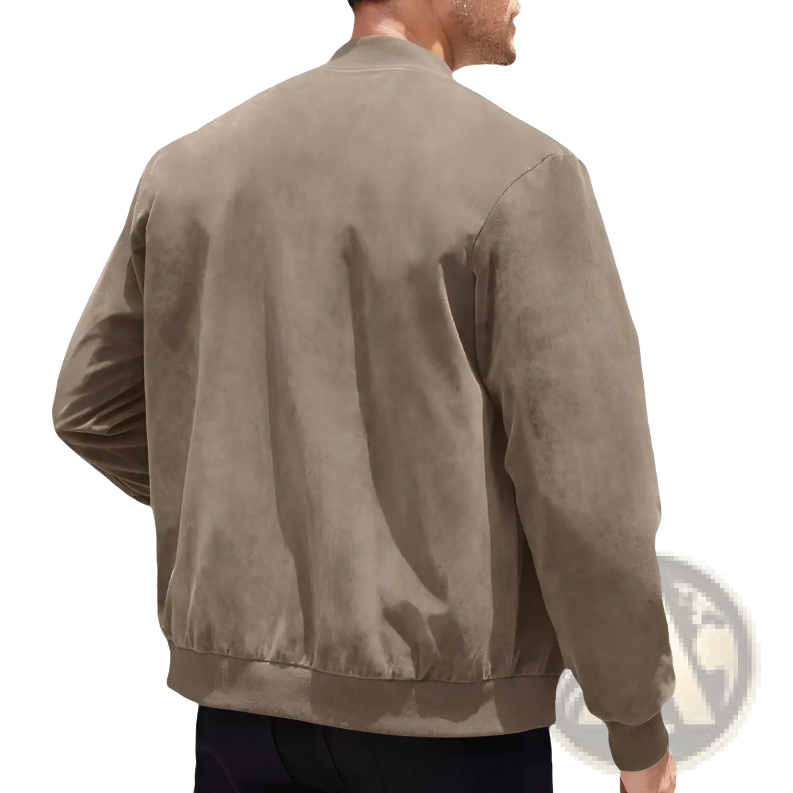 Men suede casual retro jacket in taupe with ribbed hem and cuffs made of suede for a stylish look