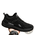 Men suede casual sports sneakers in black with suede material and fashion vip branding on the side