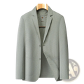 Men summer casual light green textured blazer jacket with a subtle woven pattern and two front buttons