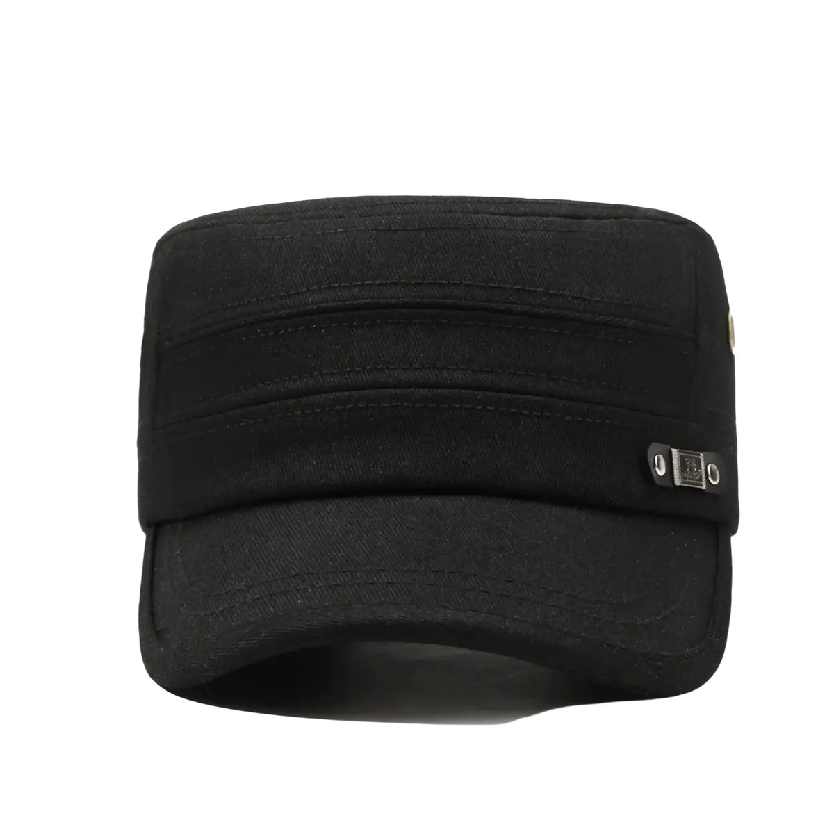 Black cotton men sun hat with uv protection flat top cap featuring subtle stitching details