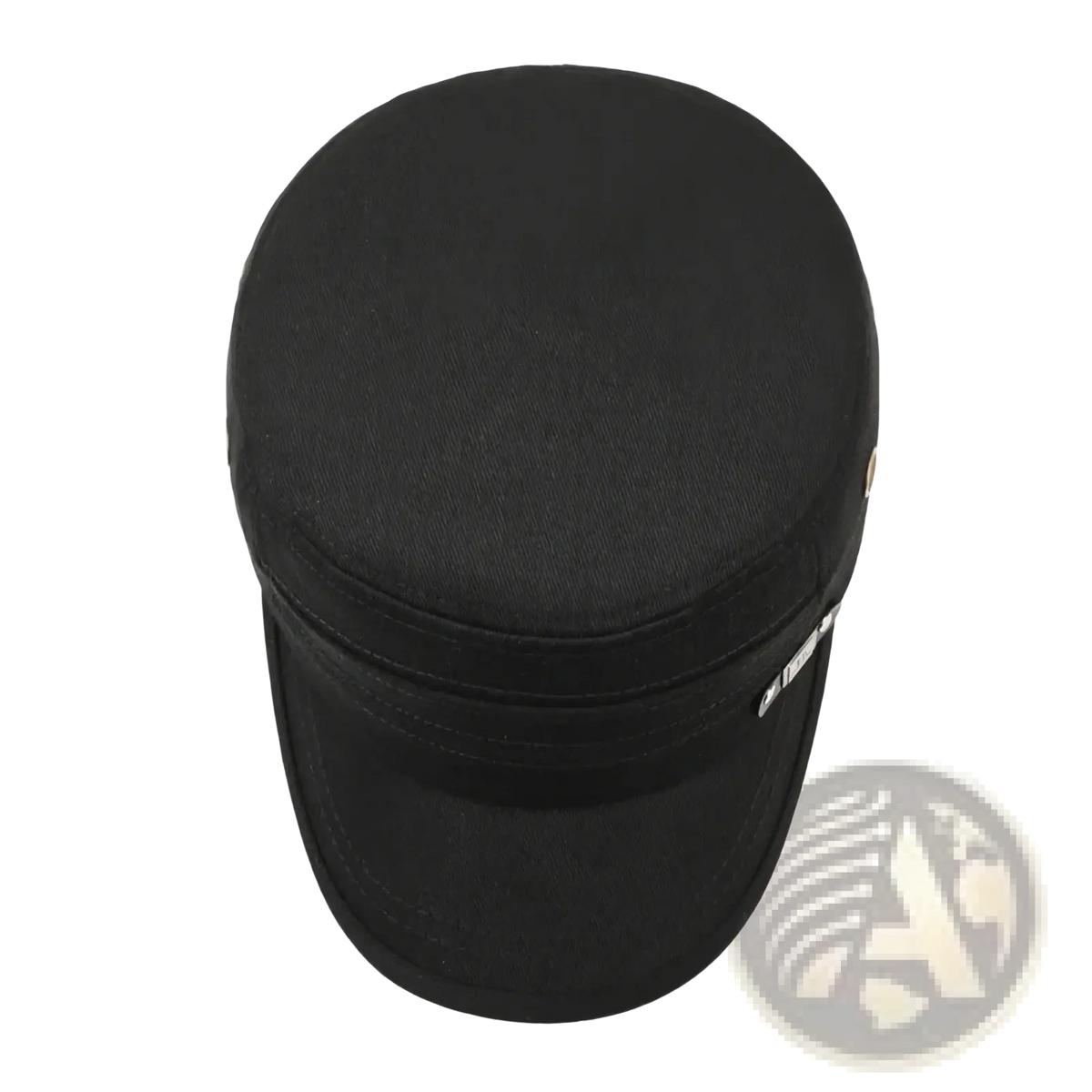 Men sun hat uv protection flat top cap in black fabric with structured brim for outdoor use