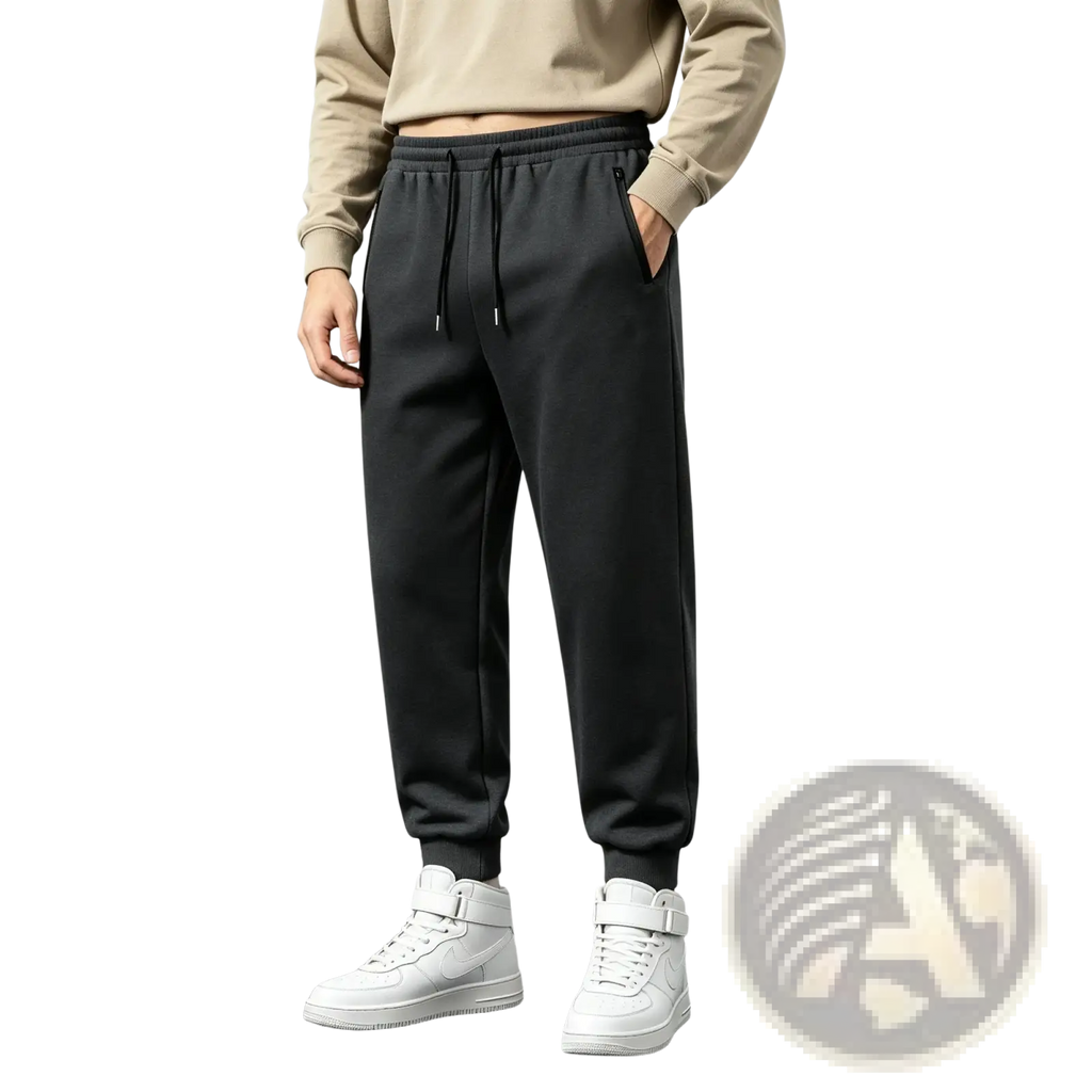 Black fleece sweatpants for men with drawstring waist elastic cuffs and relaxed fit casual athletic joggers