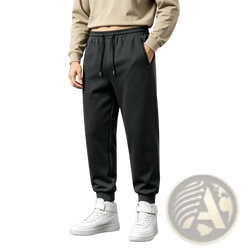 Black fleece sweatpants for men with drawstring waist elastic cuffs and relaxed fit casual athletic joggers