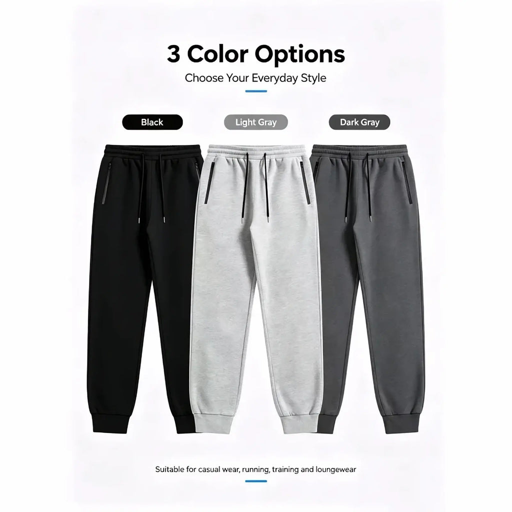 Men sweatpants fleece joggers casual athletic pants in black light gray and dark gray for comfortable wear