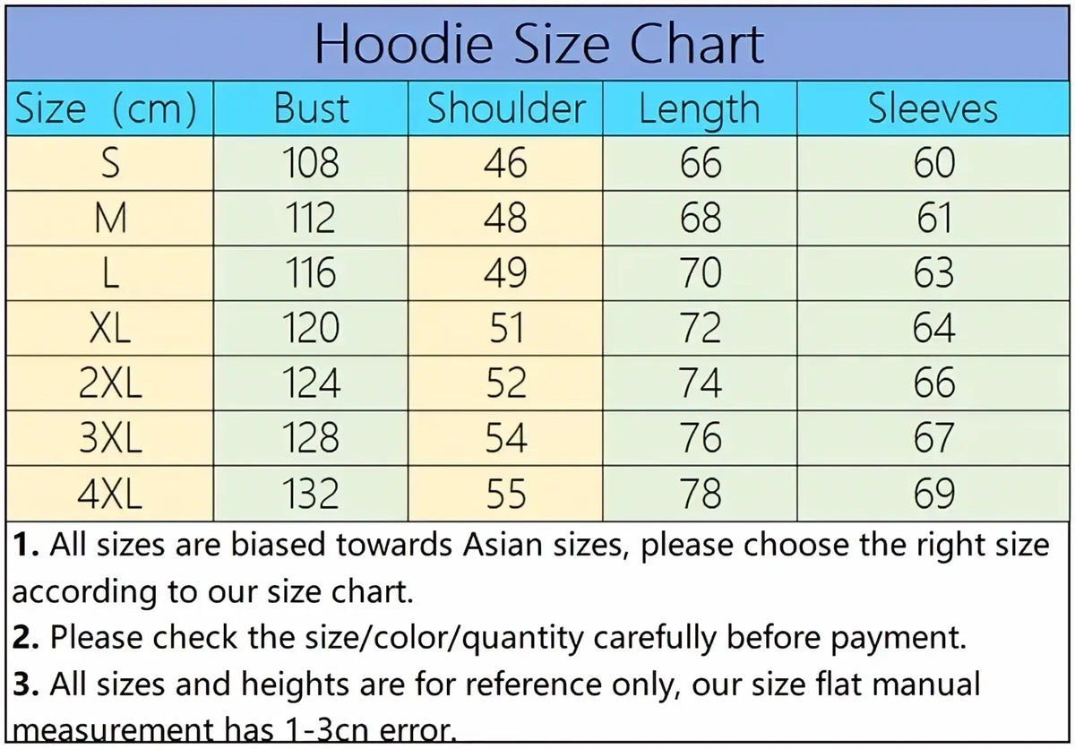 Hoodie size chart in centimeters for men sweatshirt casual sports pullover on light blue background from s to 4xl