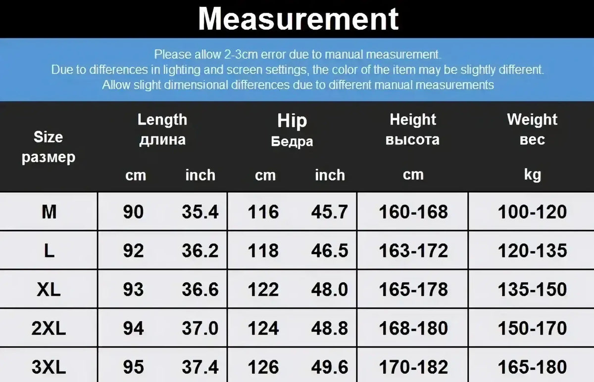 Size chart in centimeters and inches for men tactical camouflage cargo pants in sizes m to 3xl