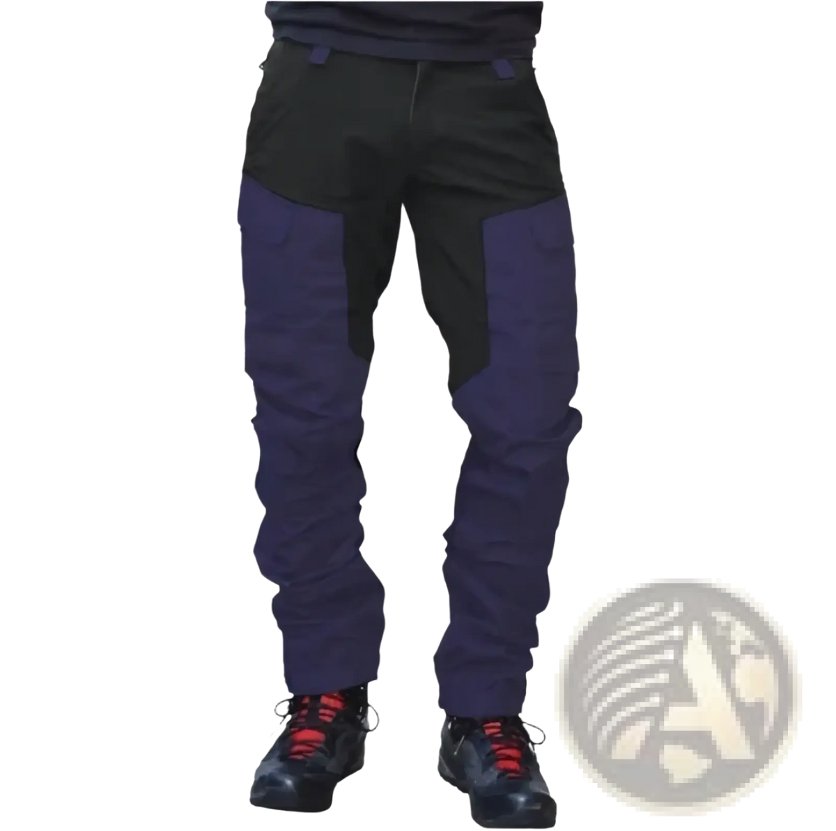 Men tactical cargo joggers outdoor work pants in dark navy and black with reinforced panels for durability
