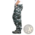 Men tactical cargo pants made of cotton in dark green and gray camouflage with multiple pockets for outdoor work