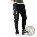 Men tactical cargo pants black with multiple pockets and drawstring waistband casual joggers for everyday use