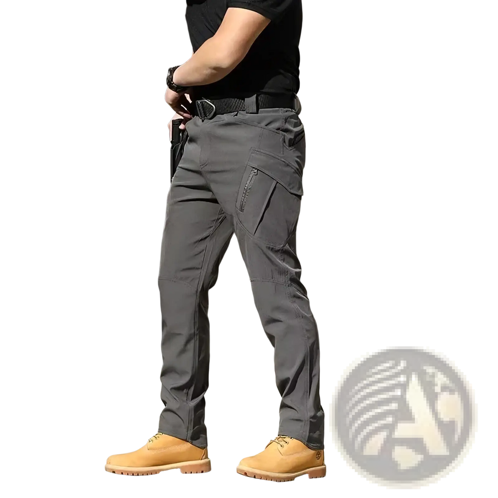 Dark gray men tactical cargo pants with multiple pockets quick dry summer trousers durable functional design