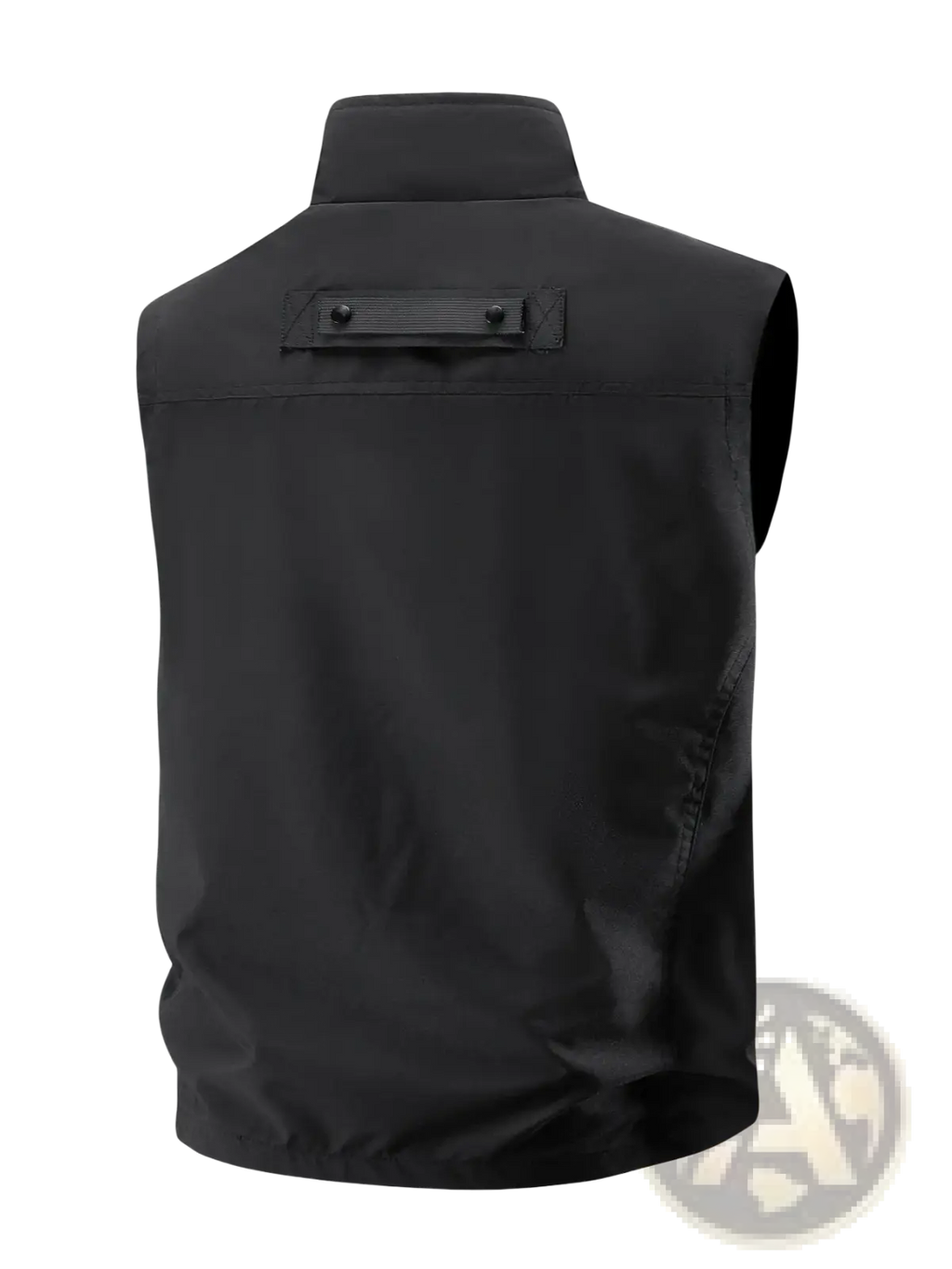 Black men tactical utility vest with high collar, reinforced stitching, windproof and thermal outerwear