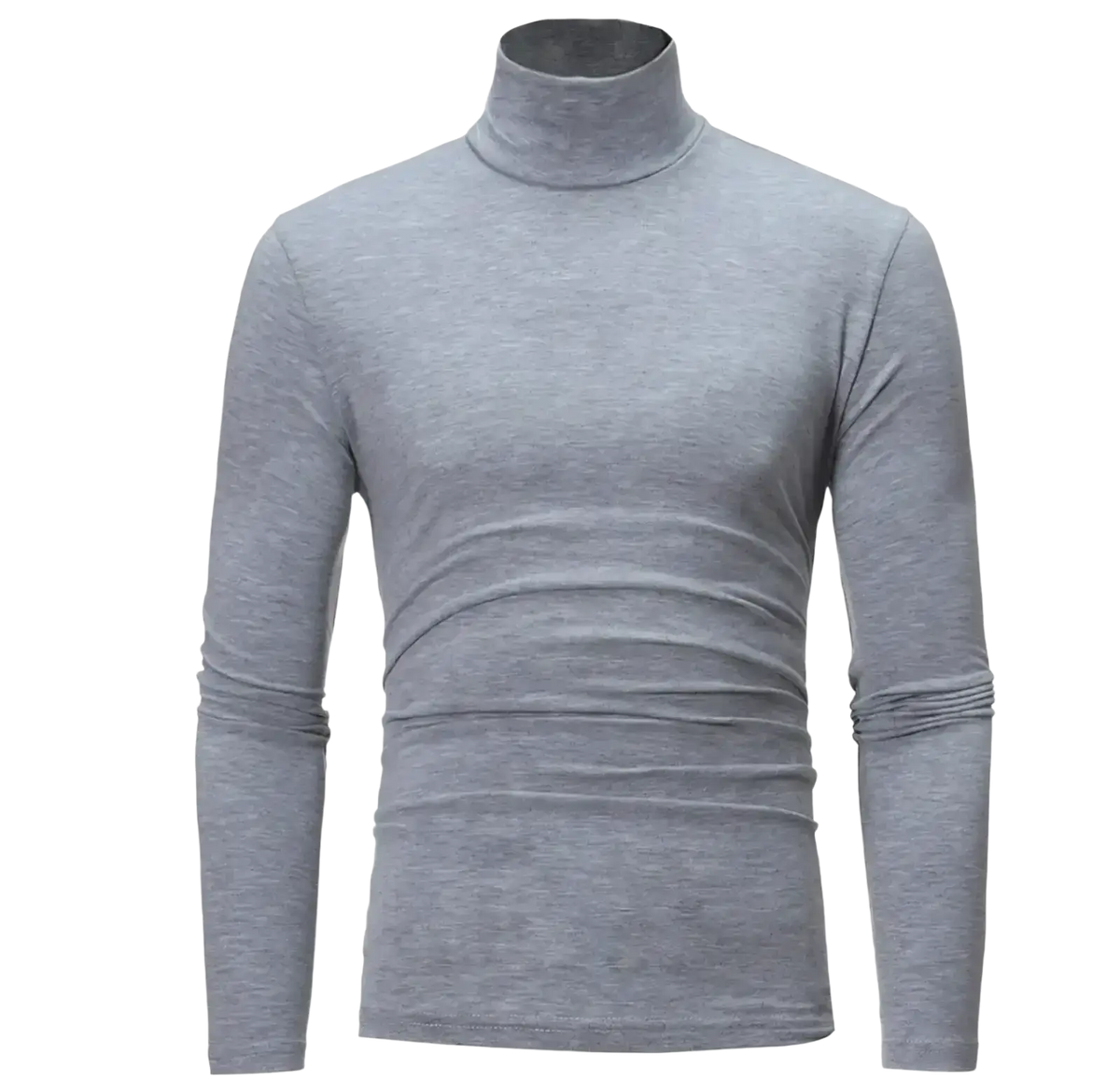 Slim fit men thermal turtleneck long sleeve shirt in heather gray with smooth stretchy fabric for winter wear
