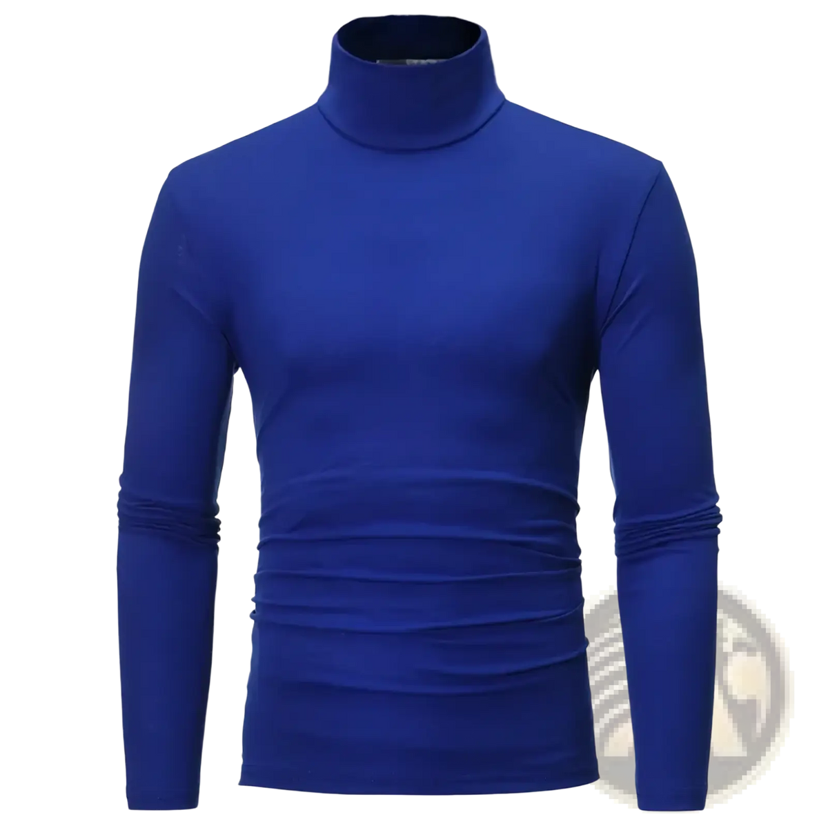 Royal blue men thermal turtleneck slim fit winter shirt with smooth form-fitting long-sleeved fabric