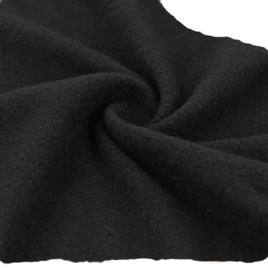 Men thermal underwear set in black fleece lined fabric with soft texture and subtle sheen for quick dry comfort