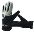 Gray and black fleece-lined men thermal winter warm gloves with velcro wrist strap for skiing cycling and motorcycle use