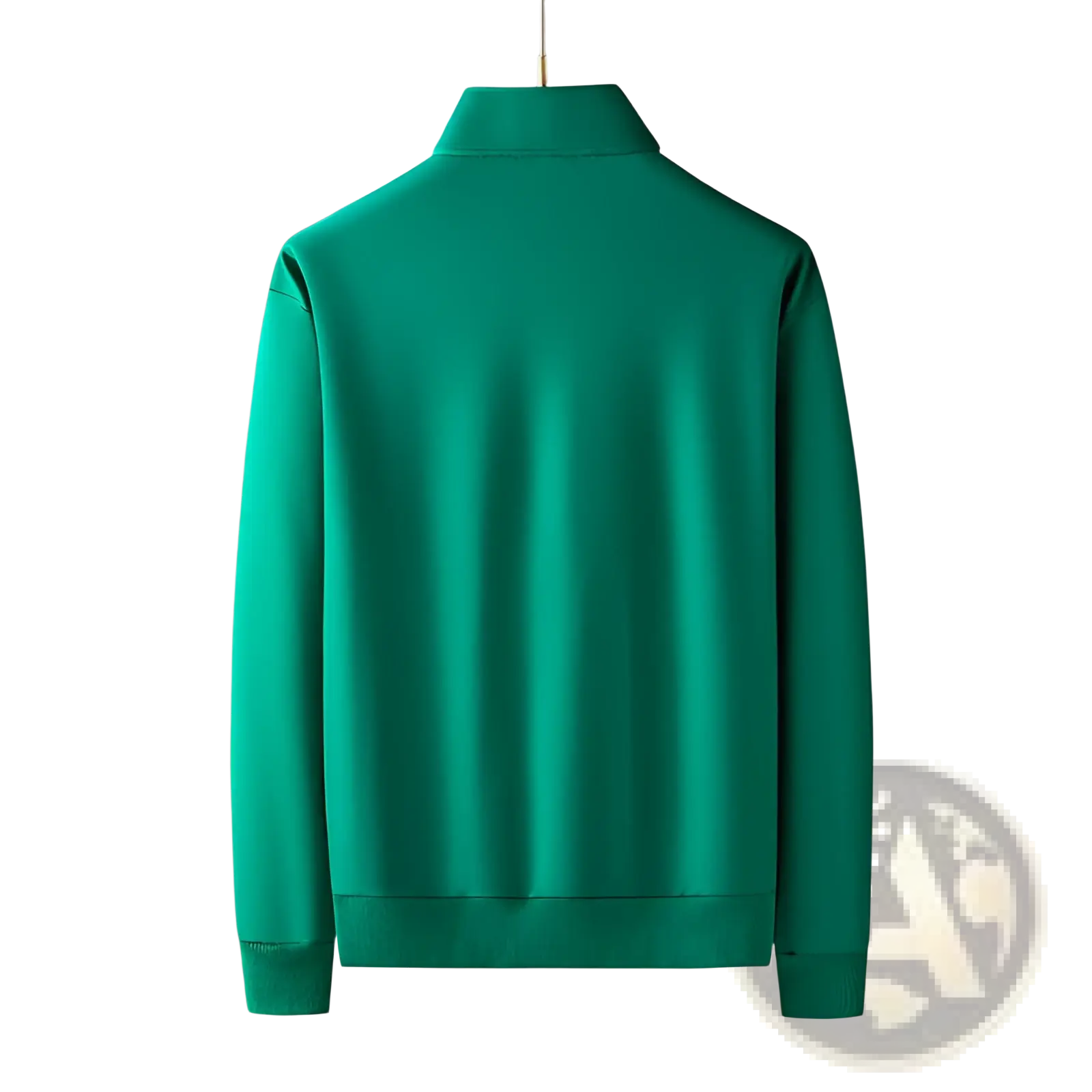 Men track suit zip two piece set featuring a sleek solid emerald green zip-up jacket with ribbed collar and cuffs