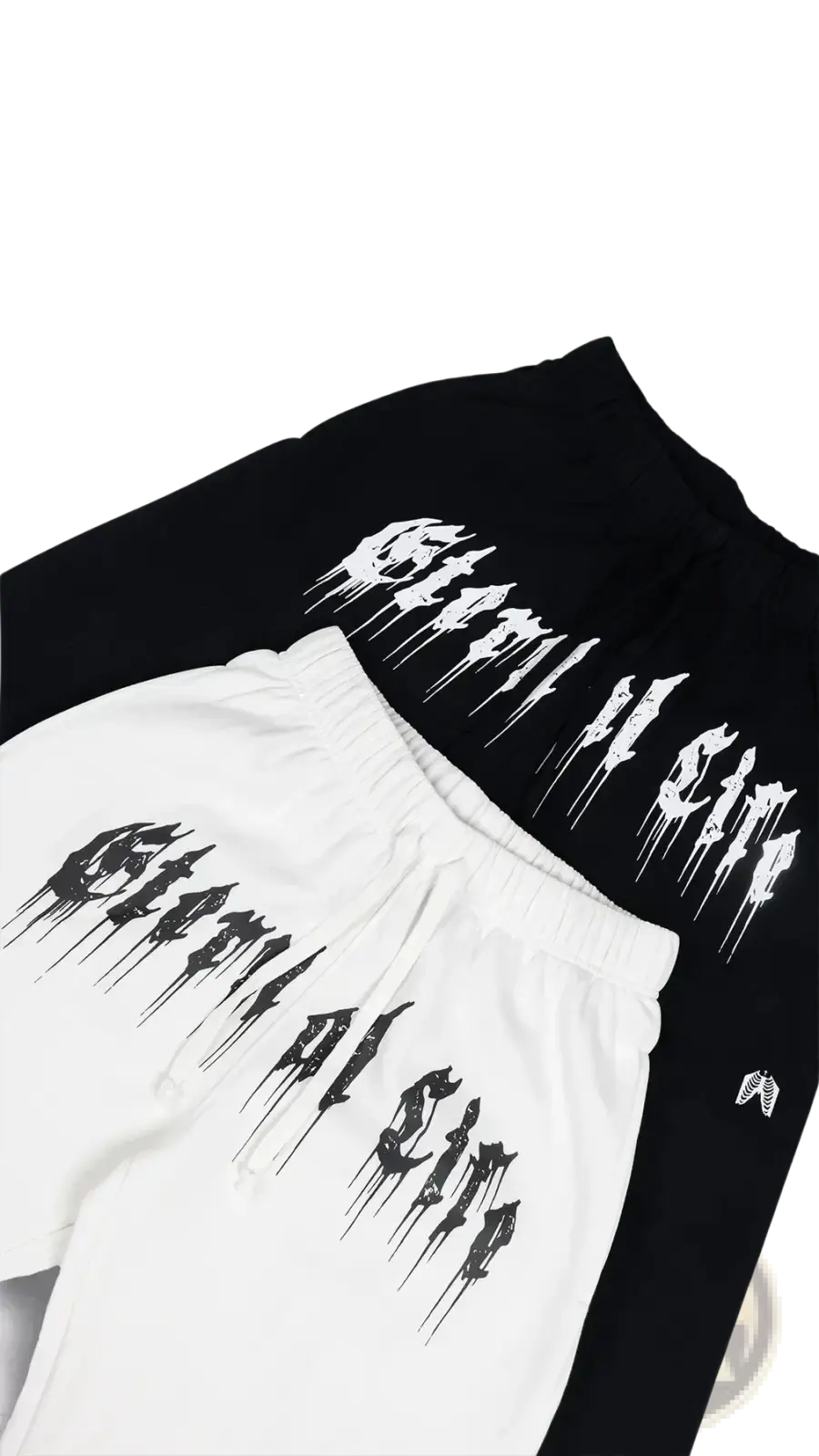 Men training pants graphic sweatpants in black and white featuring bold dripping gotham of cine design for activewear