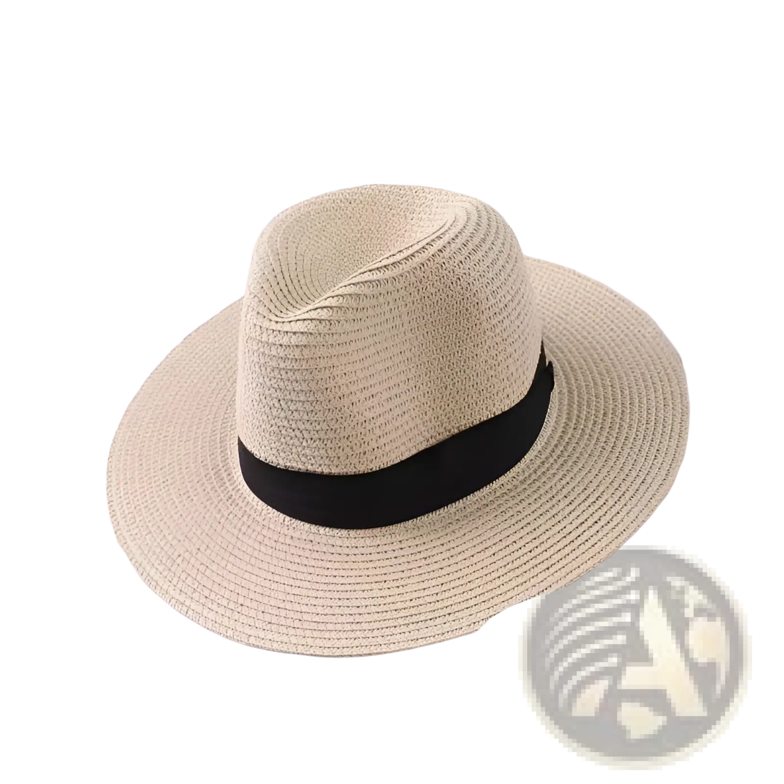Beige uv proof straw fedora hat for men with black ribbon band made of breathable material