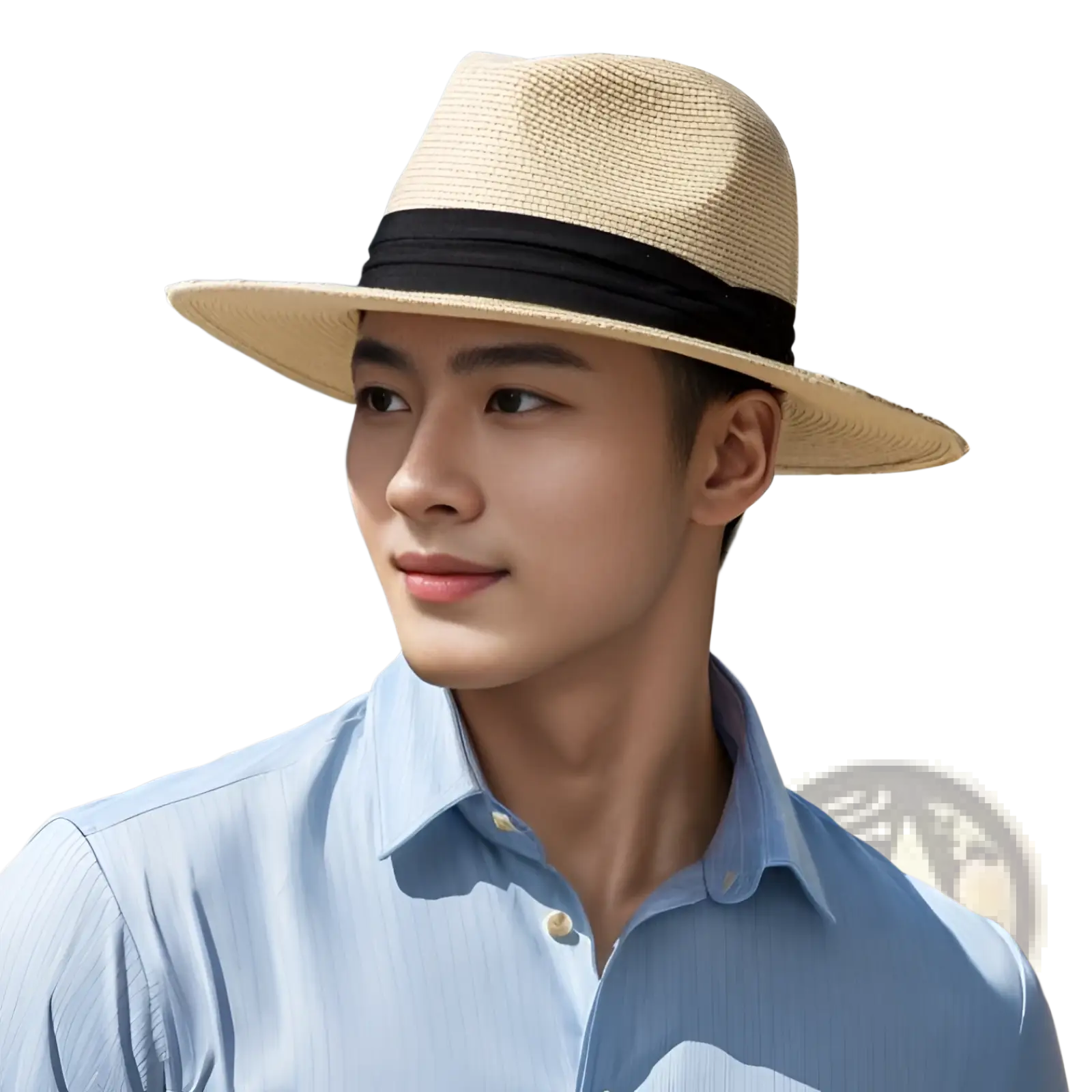 Beige uv proof straw fedora hat for men with a black band showcasing classic style and sun protection features