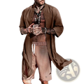 Men vintage cotton trench coat long streetwear brown long-sleeved open-front beach coat with relaxed fit and button details