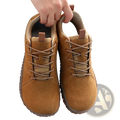 Men waterproof leather hiking shoes in tan suede with matching laces and a sturdy rubber sole