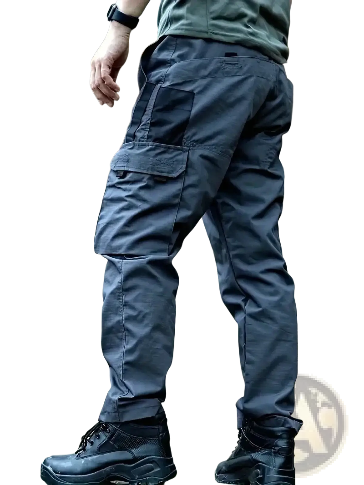 Men waterproof tactical cargo pants in dark gray with multiple pockets and reinforced stitching for durability
