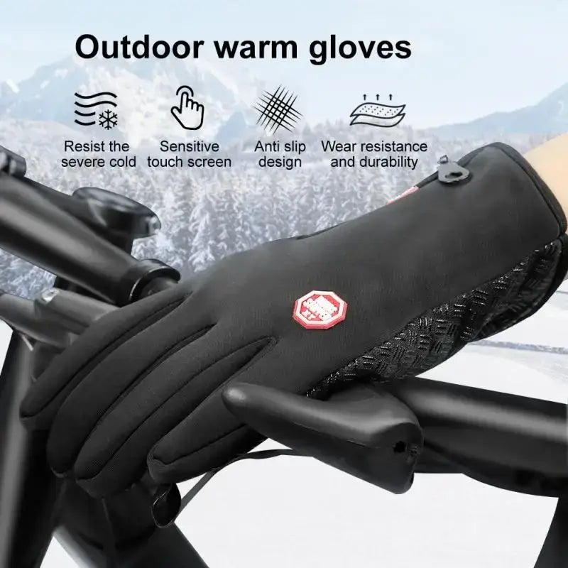 Black men waterproof windproof synthetic leather motorcycle riding gloves showing textured grip on back side