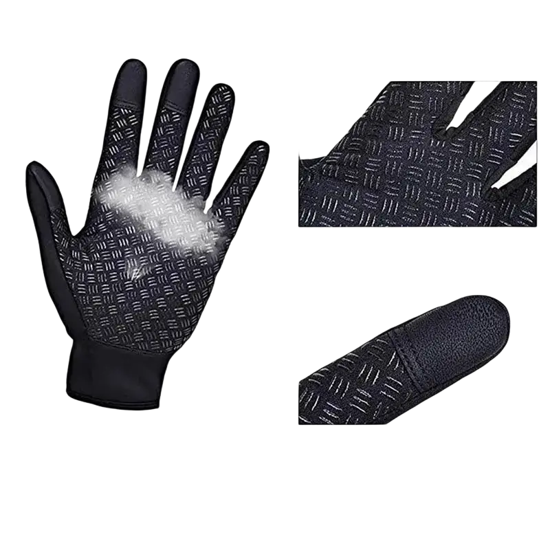 Black synthetic leather men waterproof windproof motorcycle riding gloves with touchscreen and non-slip silicone grip