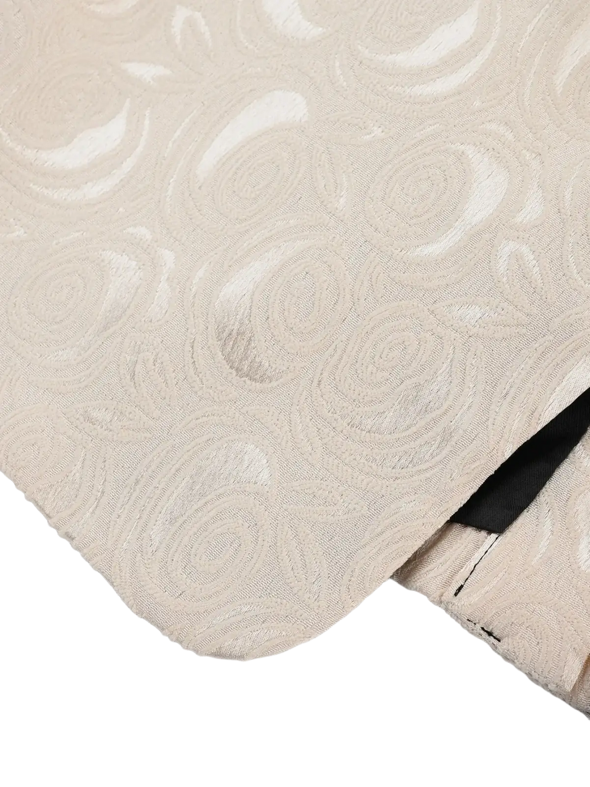 Men white jacquard tuxedo jacket slim fit blazer in beige textured fabric with swirling raised pattern detail