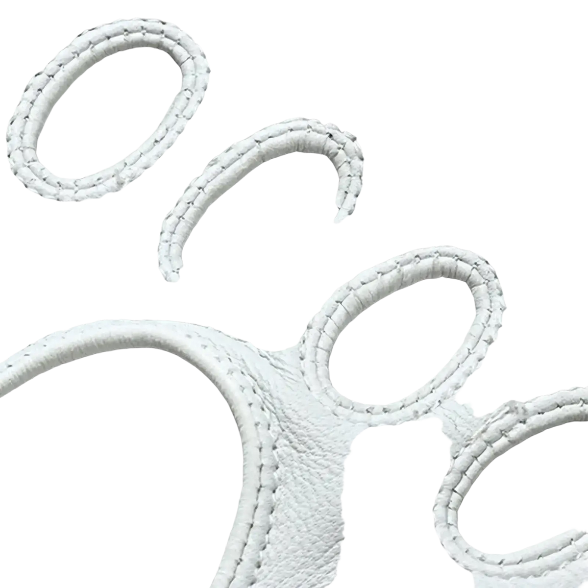 Men white leather fingerless driving gloves with visible stitching on white leather fingerless strap edges