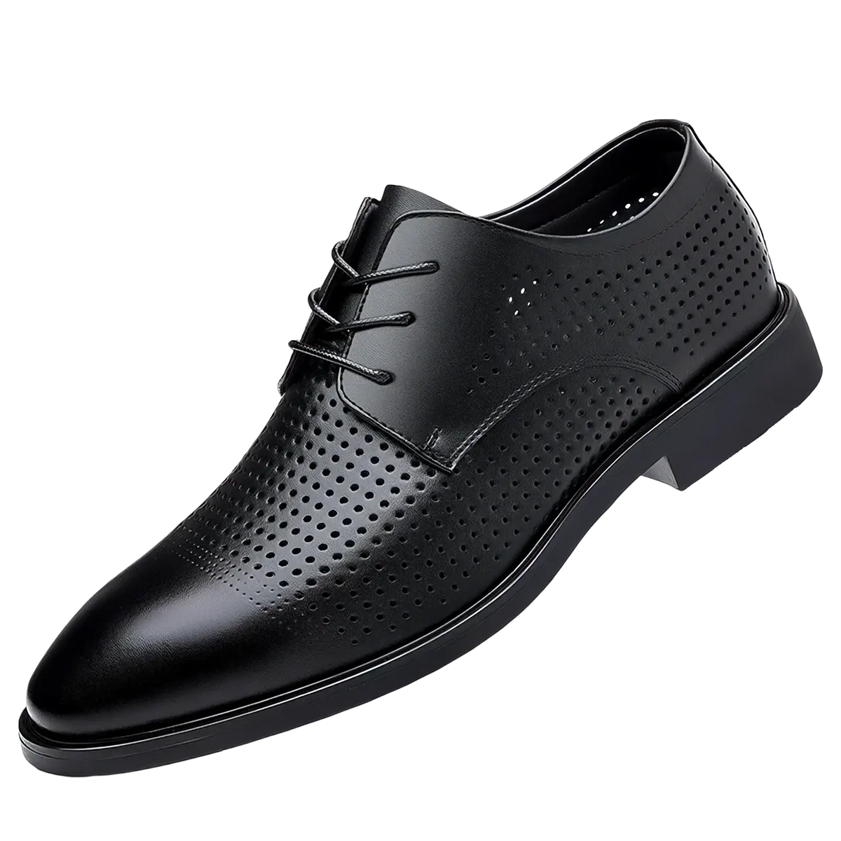 Men white leather oxford dress shoe in black with lace-up and perforated detailing for formal wear