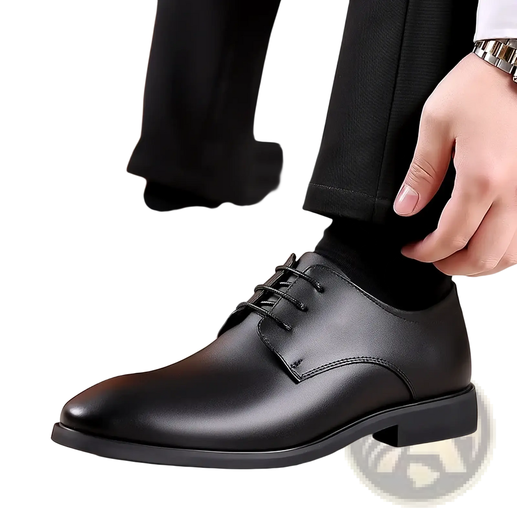 Black leather lace-up dress shoes with a polished finish and classic design for men white leather oxford dress shoes product