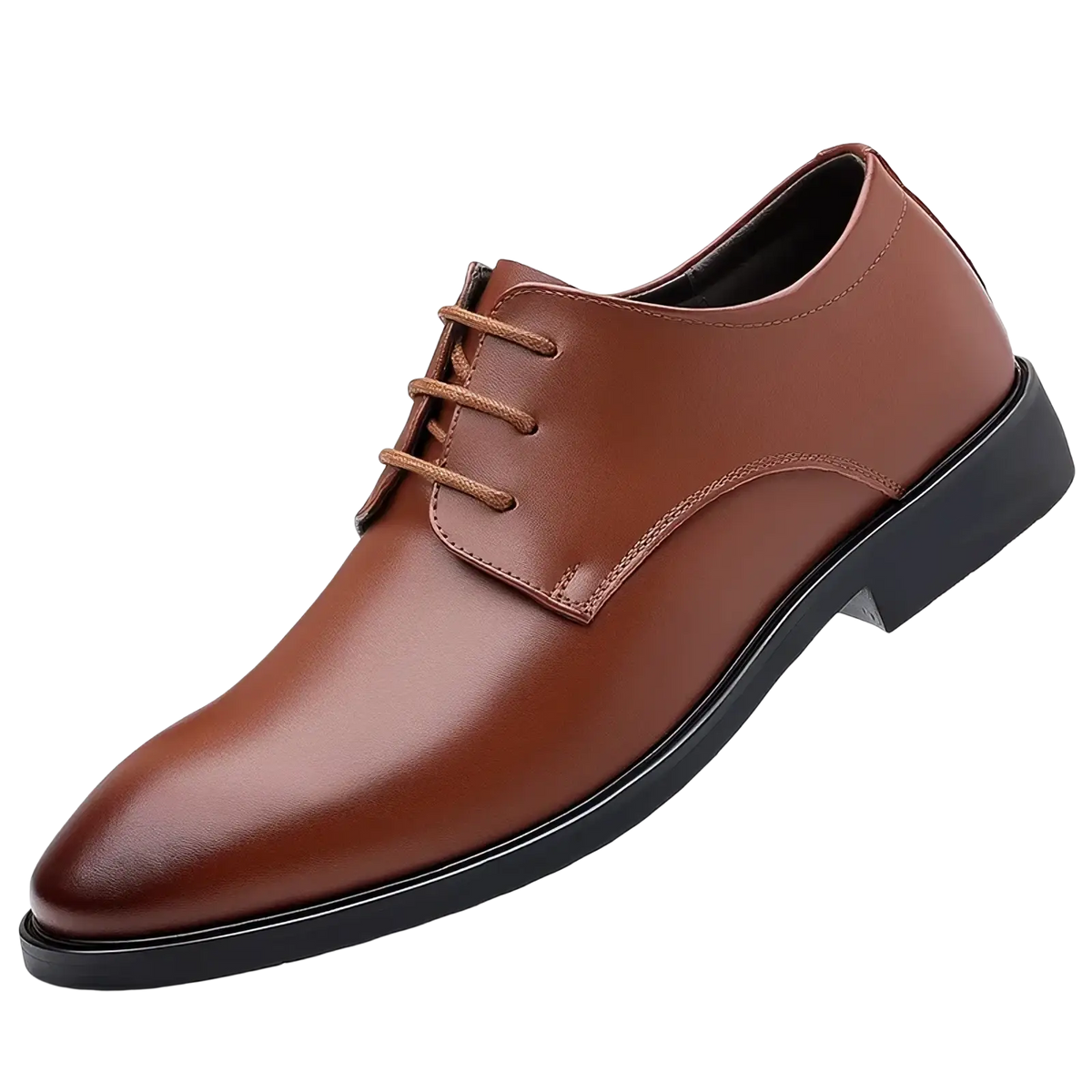 Men white leather oxford dress shoes with brown leather lace-up design and black rubber sole for formal wear