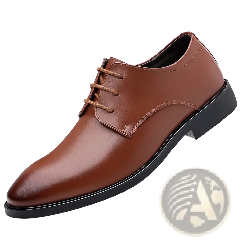 Men white leather oxford dress shoes with brown leather lace-up design and black rubber sole for formal wear