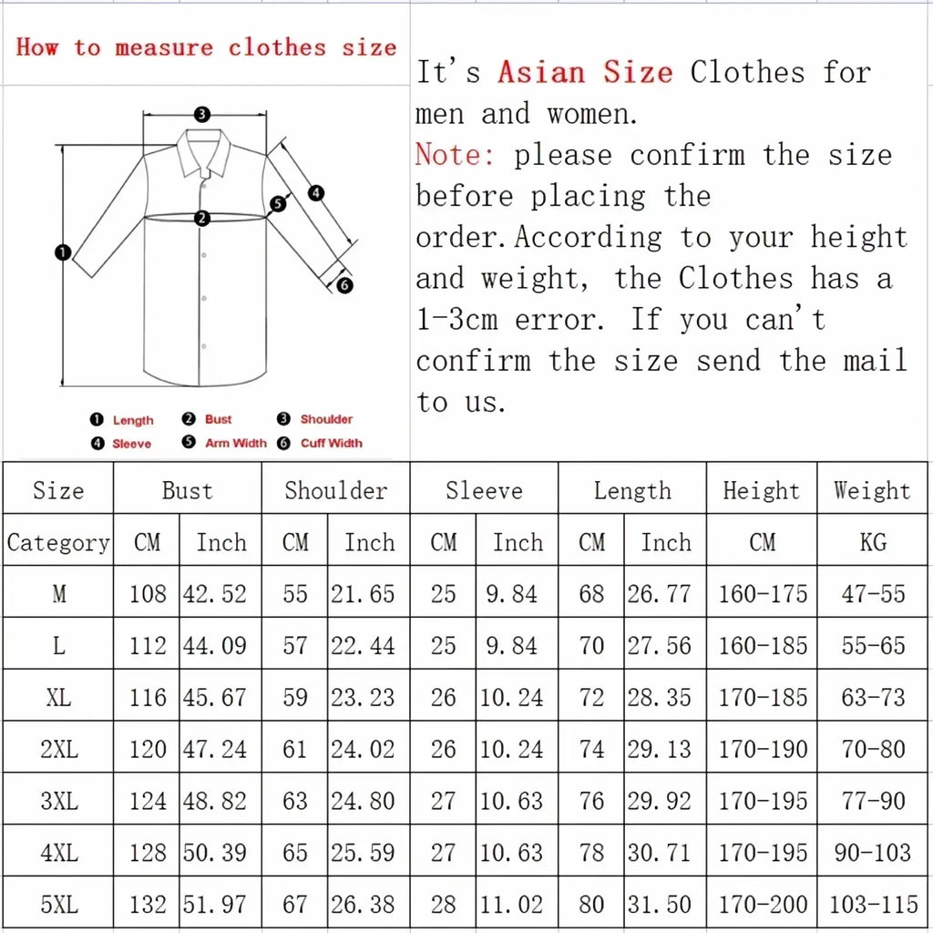 Asian size chart for men white oversized casual half sleeve shirt with bust shoulder sleeve length height weight measurements