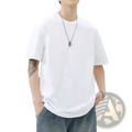 Men white oversized cotton t-shirt featuring a loose fit with a simple crew neck and short sleeves