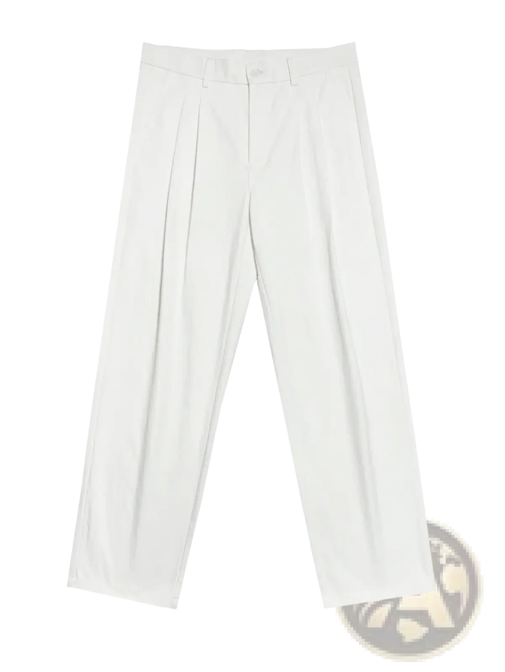 Men white pleated wide leg suit pants featuring a clean minimalist design in a high-quality fabric