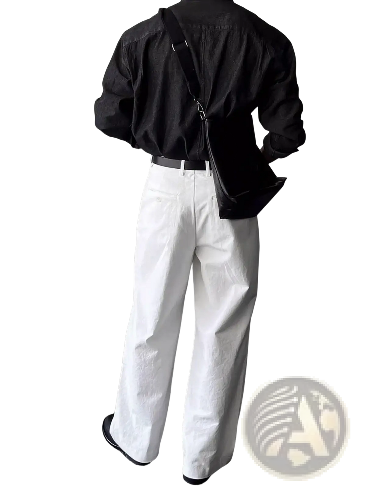 Men white pleated wide leg suit pants featuring clean straight-cut design and subtle creases in formal fabric