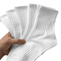 Men white sports socks made of ribbed cotton comfortable fit displayed in a hand-held fan arrangement