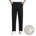 Black pleated men slim fit dress trousers with a sleek modern cut suitable for formal and business wear