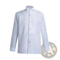 White men winged collar tuxedo dress shirt with pleated front panel and button-down collar for formal occasions