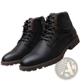 Men winter snow boots leather fleece warm martin shoes in black and brown leather with rugged sole and lace-up design