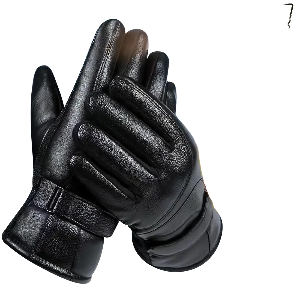 Men winter touch screen leather gloves in black featuring thick insulated lining for warmth