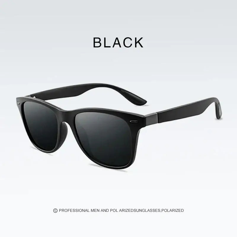 Men women rectangle retro uv400 black sunglasses with dark polarized lenses and rectangular frames