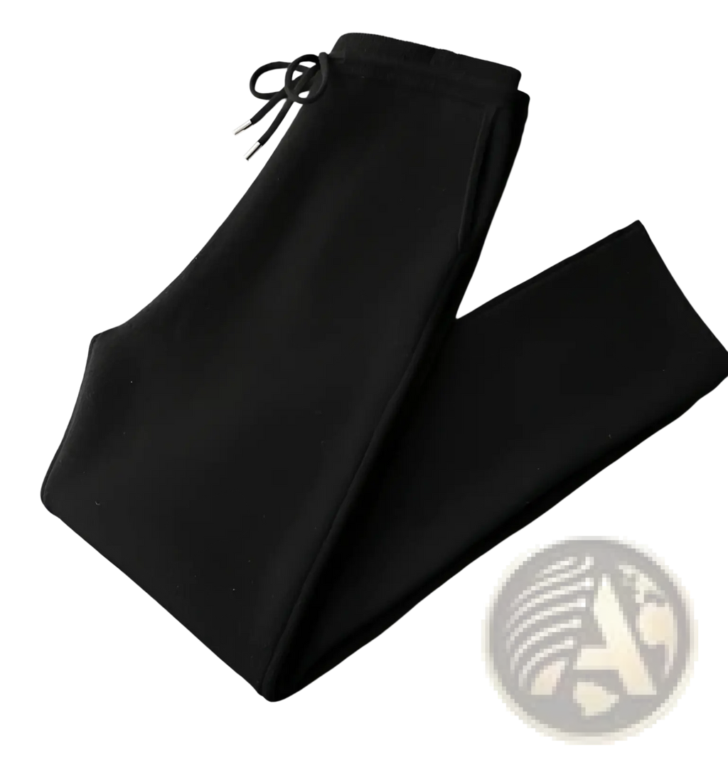 Black drawstring joggers made of soft stretchy fabric with a sleek tapered fit from men wool cardigan sweatsuit
