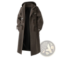 Men wool duffle coat hooded warm winter jacket in dark brown textured wool with toggle closures