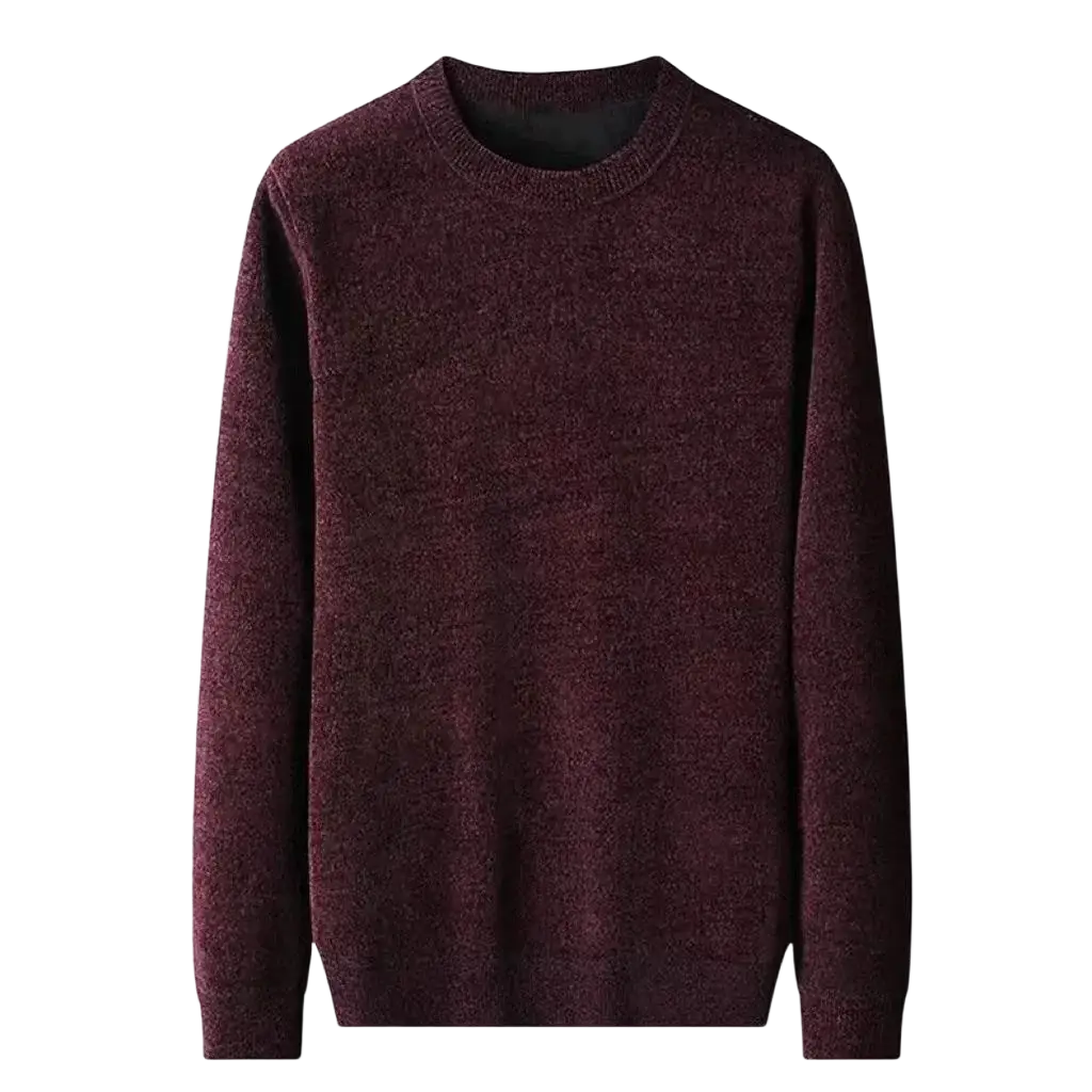 A maroon wool fleece knit sweater with crew neck and long sleeves in size 4xl for men