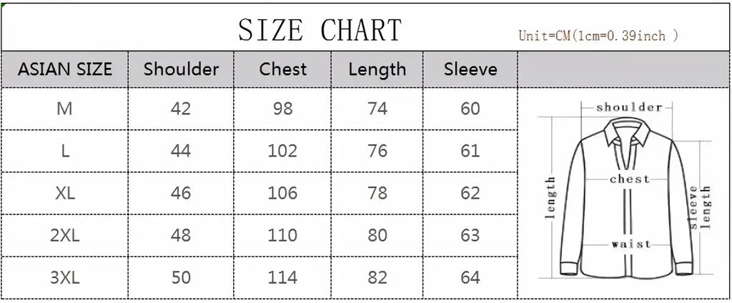 Asian size chart in centimeters for men wool overcoat double breasted navy blue long-sleeved shirt sizes m to 3xl