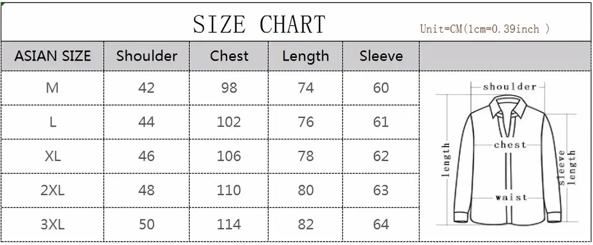 Asian size chart in centimeters for men wool overcoat double breasted navy blue long-sleeved shirt sizes m to 3xl